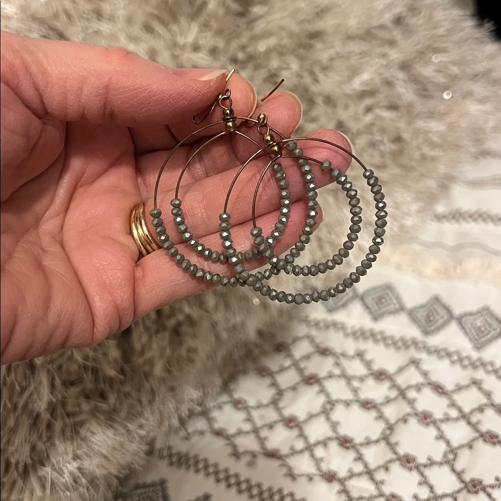 Beaded Double Hoop Earrings